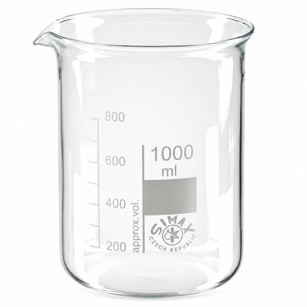 Laborbecherglas 1000ml Borosilikatglas niedrige Form für Mischen und Erhitzen von Flüssigkeiten