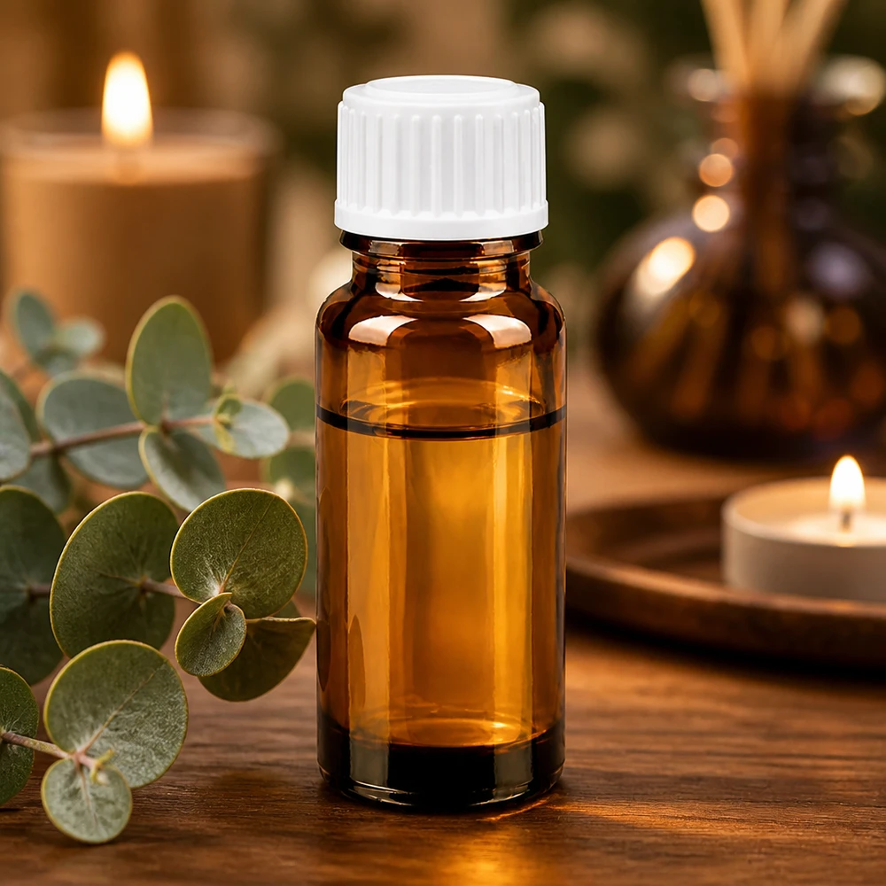 Kleine Apothekerflasche 10ml in Braunglas mit weißem Dosierverschluss für ätherische Öle