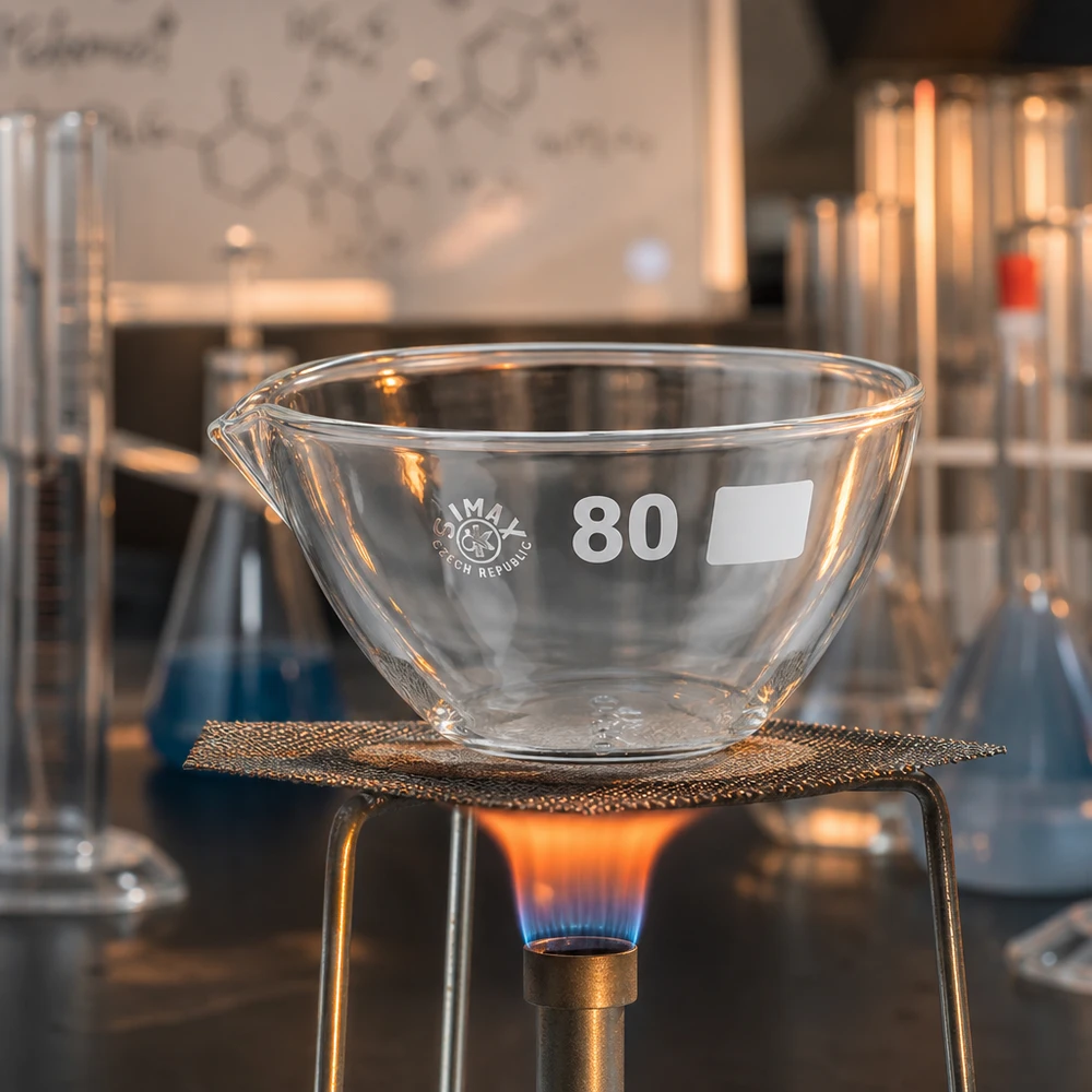 90ml Abdampfschale mit Ausguss Borosilikat ø80mm Präzisions-Abdampfschale aus Borosilikat mit Ausguss für wissenschaftliche Experimente 90ml