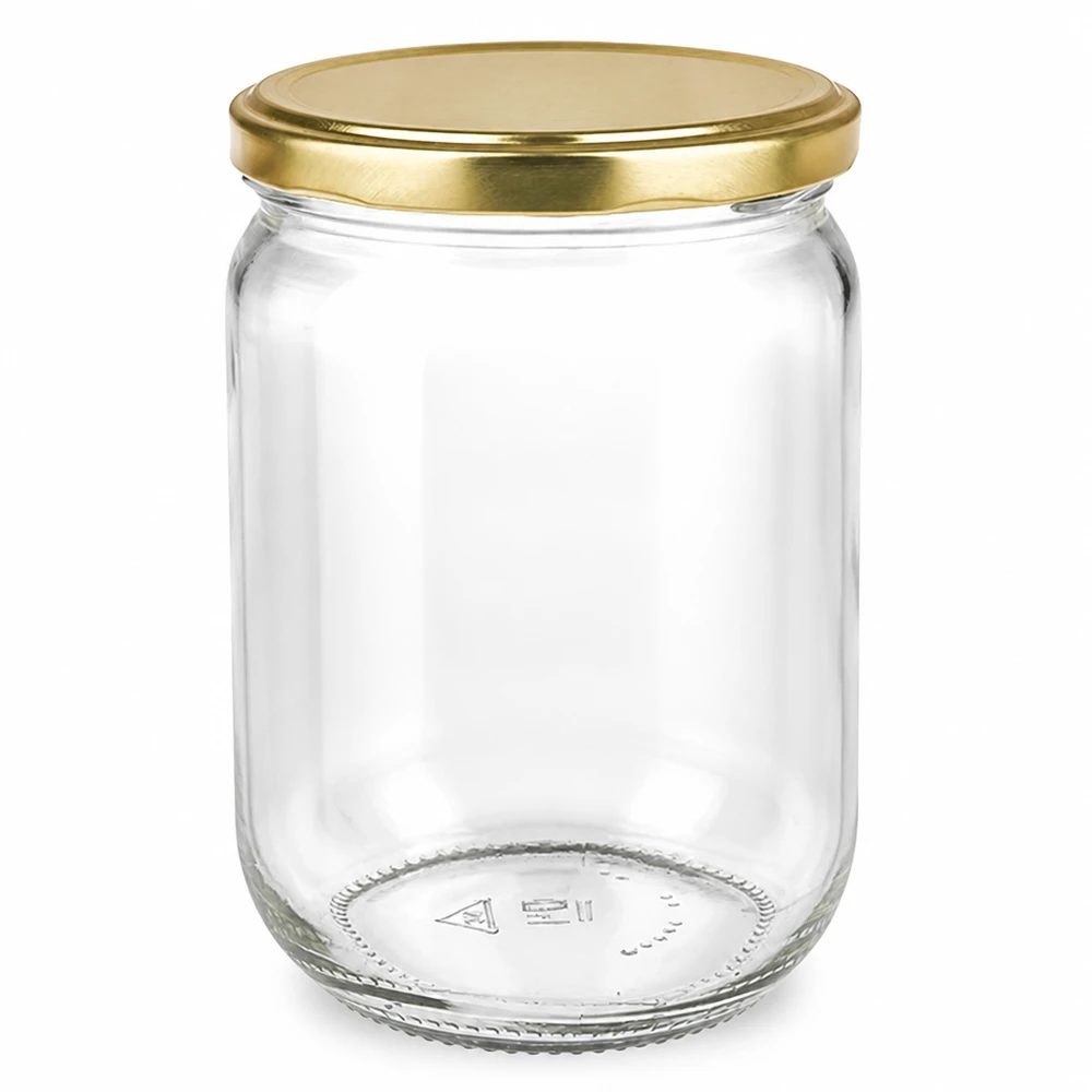 555ml Rundglas + BasicSeal Deckel gold UNiTWIST Rundes Vorratsglas 555ml mit BasicSeal Twist-off Deckel in Gold für Marmelade und Konserven