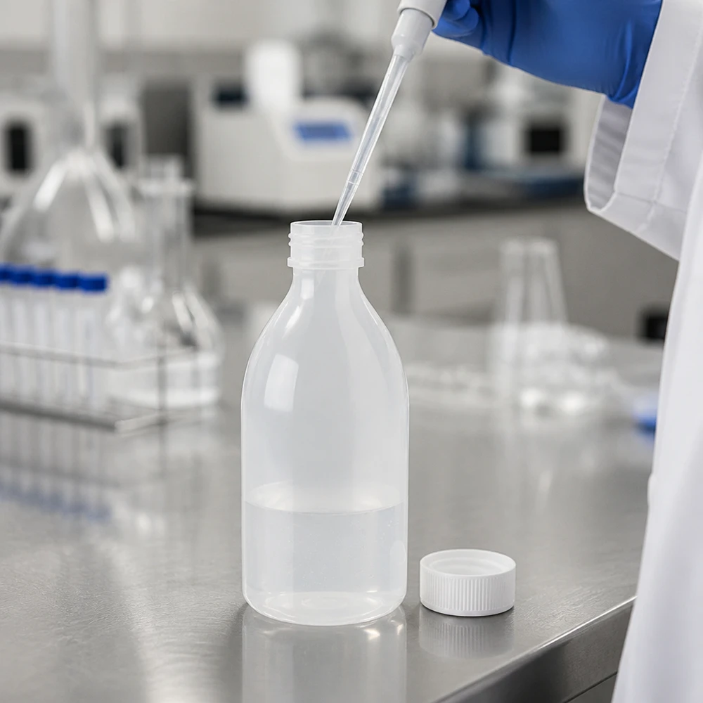 250ml Schraubflasche, Enghals Laborflasche Kleine 250ml Kunststoff-Schraubflasche für sichere Lagerung von Laborflüssigkeiten
