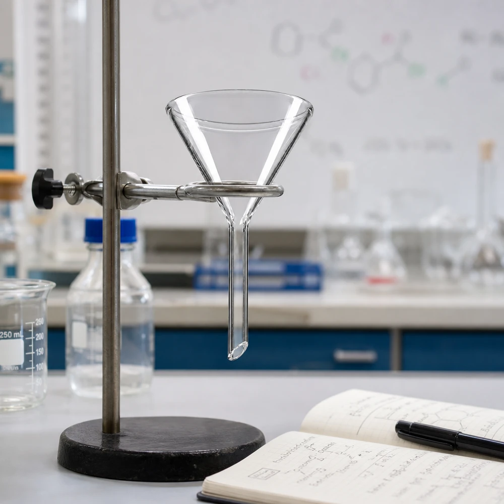 Trichter ø50mm Kalk-Soda, Winkel 60°, Kurzstil Funktionaler Kurzstil-Trichter 50mm aus glasklarem Material für präzise Laboranwendungen