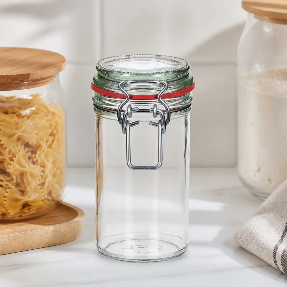 272ml Vorratsglas Typ G mit Bügelverschluss UN.. 272ml Vorratsglas mit Bügelverschluss für Küche - luftdichtes Einmachglas aus Glas mit roter Dichtung für Lebensmittel