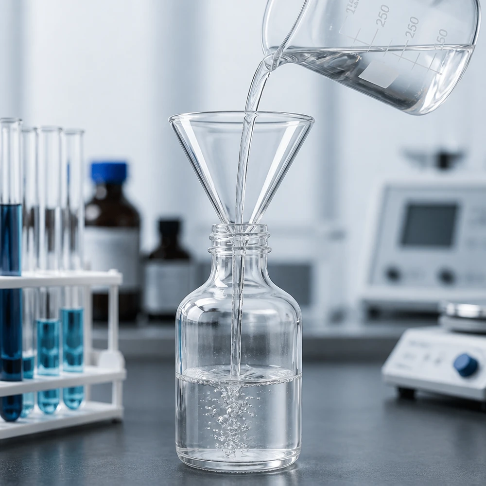 Trichter ø100mm Kalk-Soda, Winkel 60°, Kurzstil Professioneller Kurzstieltrichter für Laborumfüllung mit hitzebeständigem Kalk-Soda-Glas Material