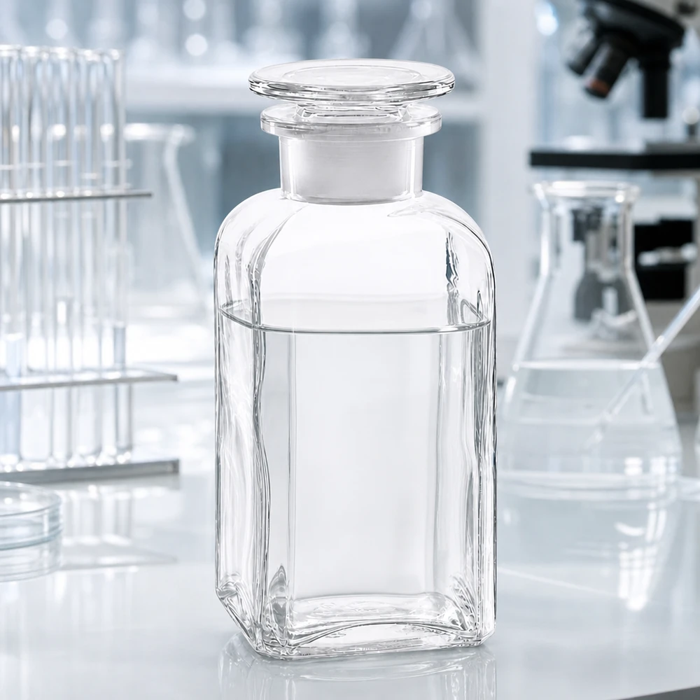 Medizinflasche 350ml Vierkantform Glasstopfen Weithals für Tinkturen und Extrakte