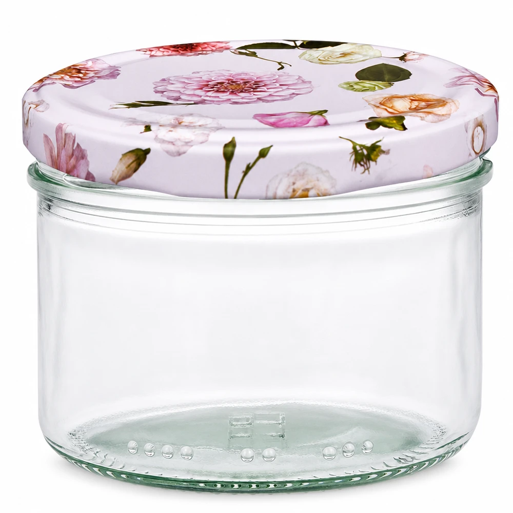 230ml Zylinderglas + BasicSeal Deckel Blume rosa