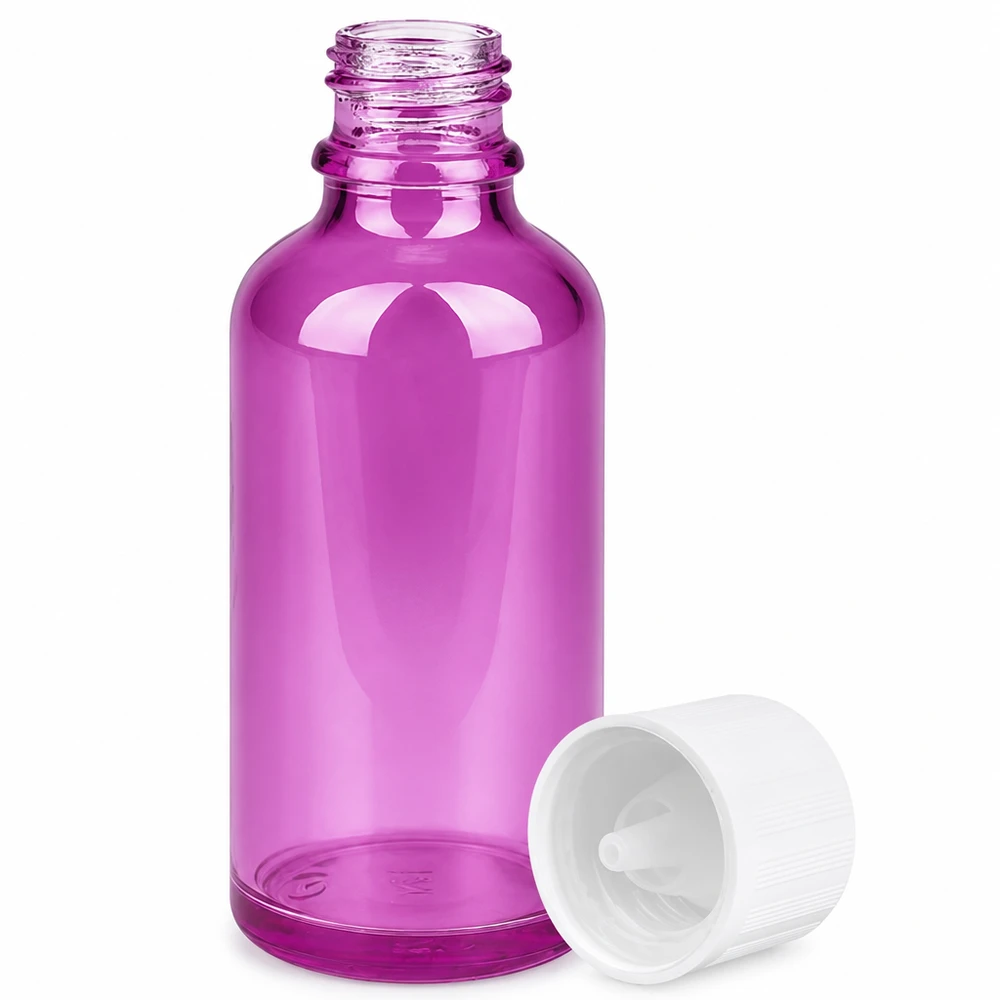 50ml Tropfflasche 1.2mm weiß Standard Kindersicher PurpleLine.UT18/50 Kleine Tropfflasche 50ml ideal für E-Liquids und Tinkturen mit kontrollierter Dosierung