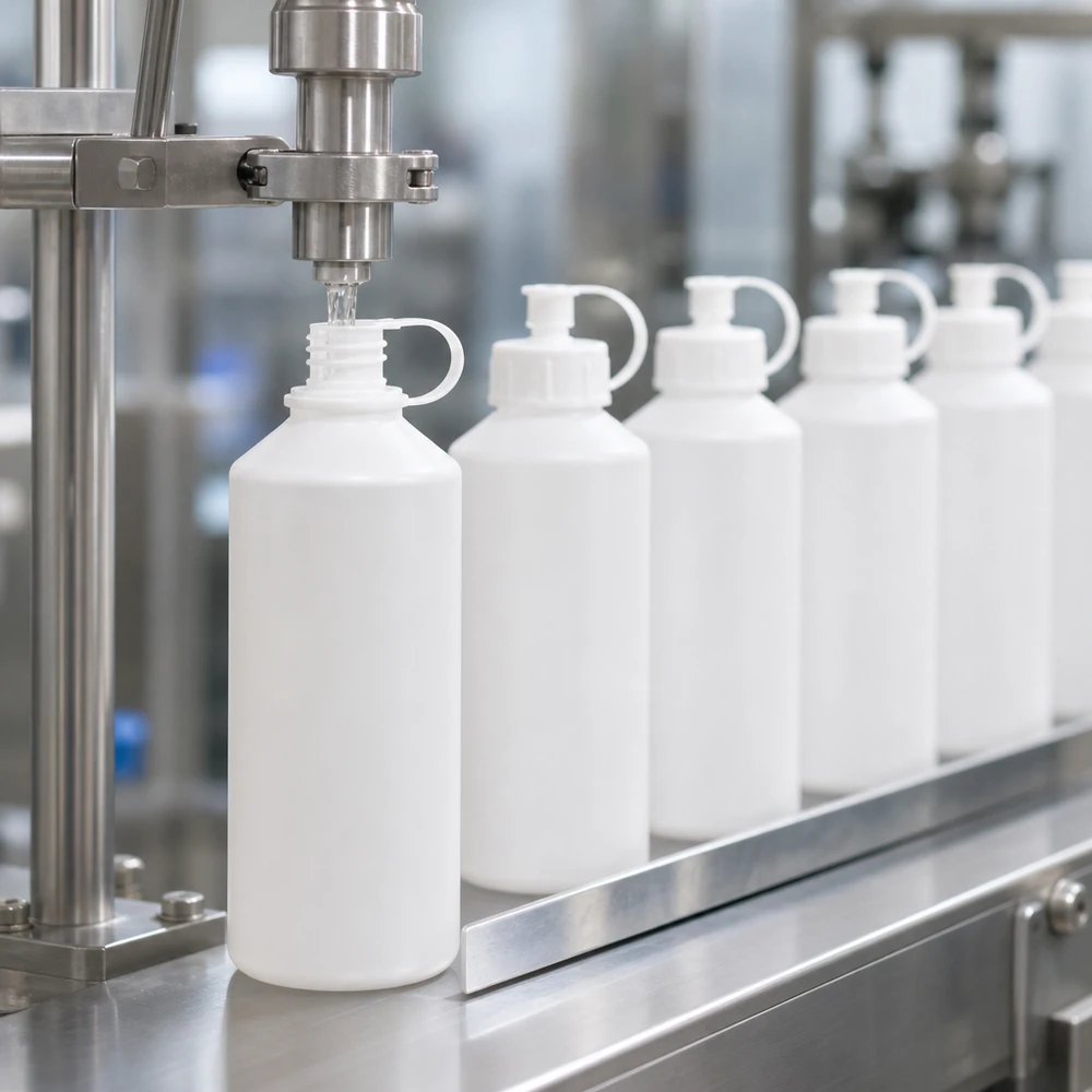 Pharmazeutische Abfüllmaschine befüllt HDPE Flaschen 100ml in automatisierter Fertigung