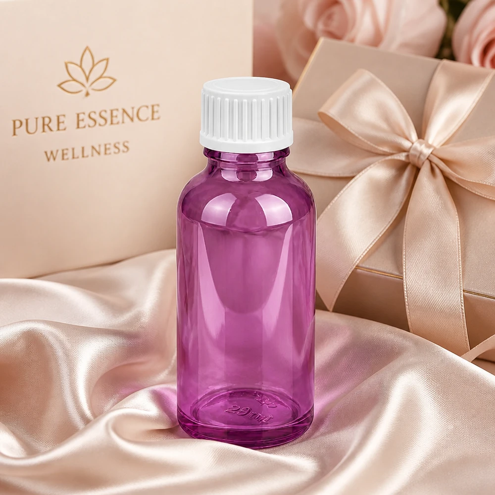 30ml (Globuli)Flasche.. 3mm Giessring weiß Standard PurpleLine. UT18/30 30ml Violette Glasflasche mit weißem UT18 Gewinde für professionelle Anwendungen