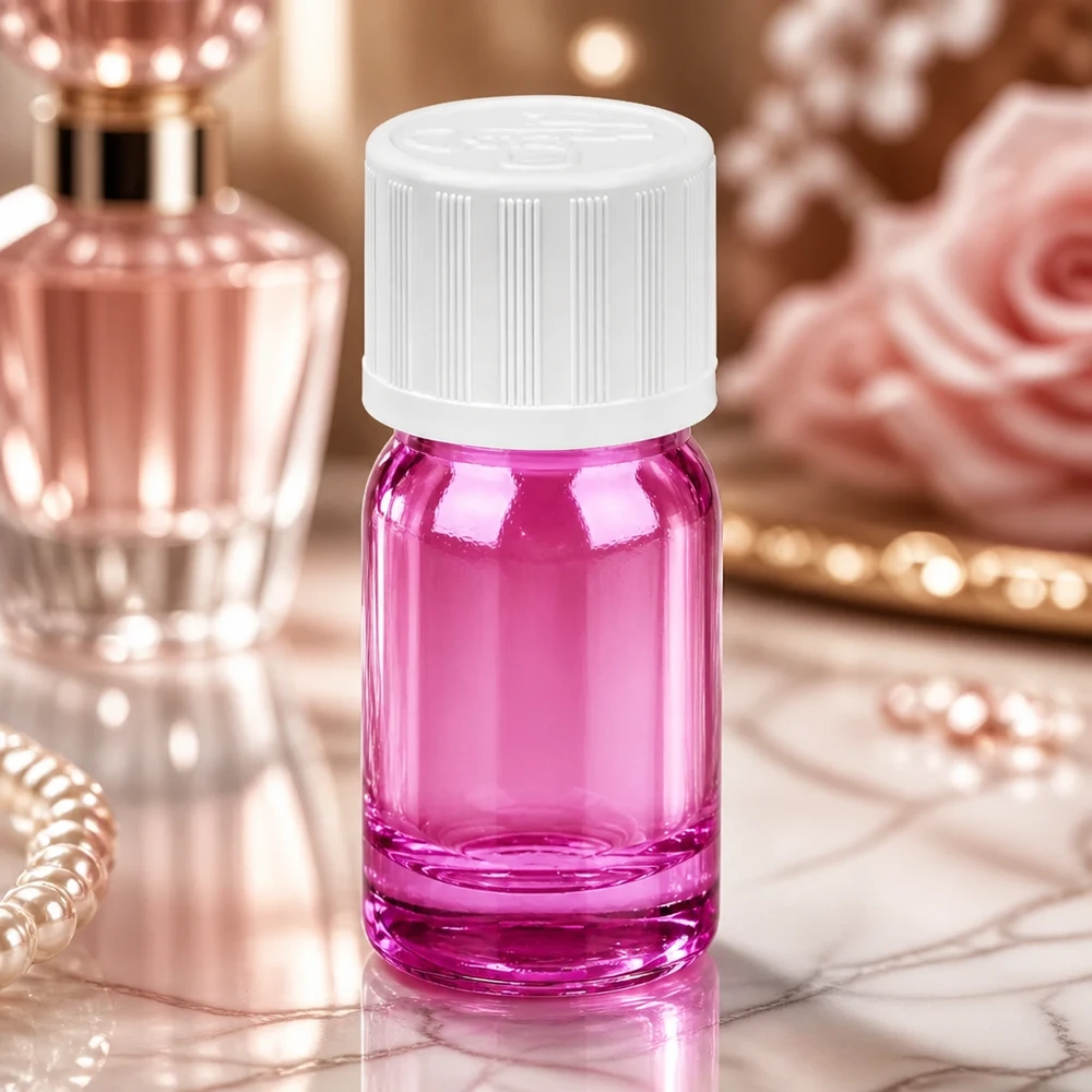 5ml Tropfflasche 1.2mm weiß Standard Kindersicher PurpleLine. UT18/5 Kompakte Glasflasche 5ml violett transparent für sichere Aufbewahrung lichtempfindlicher Substanzen