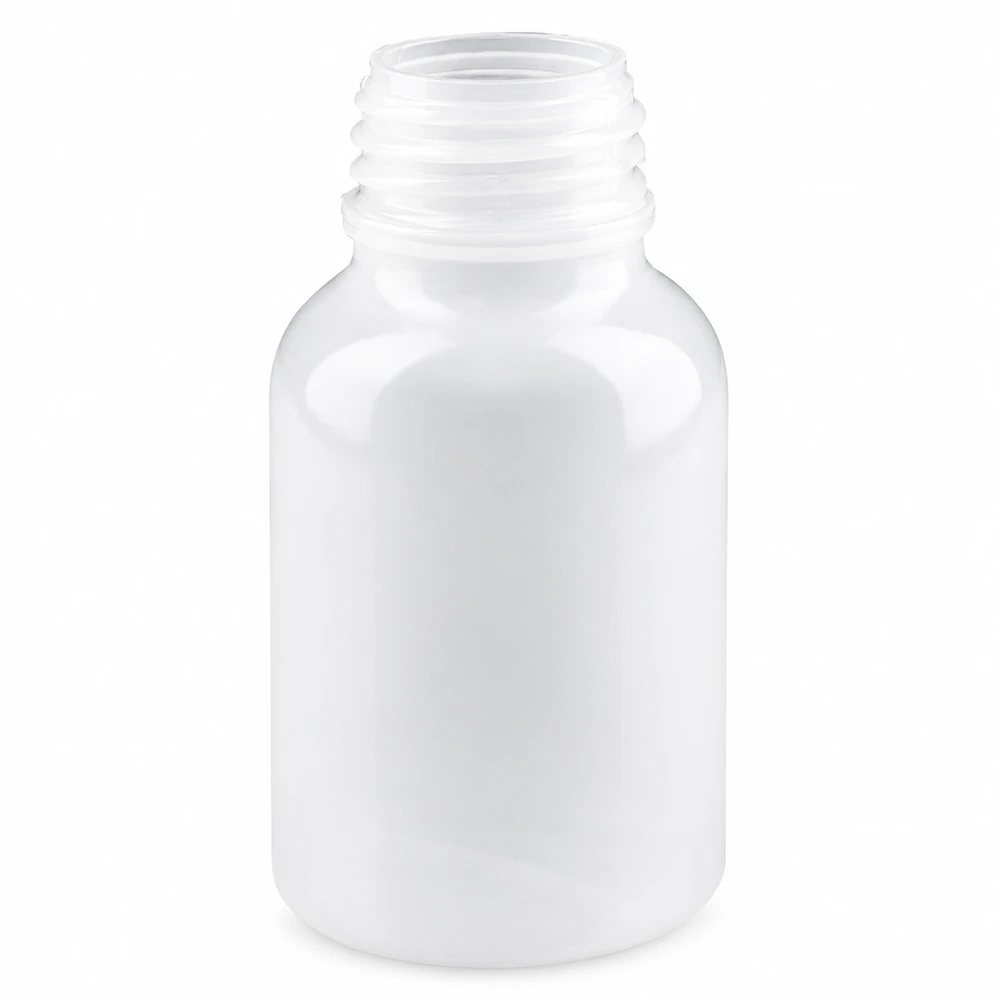 Zylindrische weiße Laborflasche 100ml Weithals ohne Verschluss mit stabiler Wandung