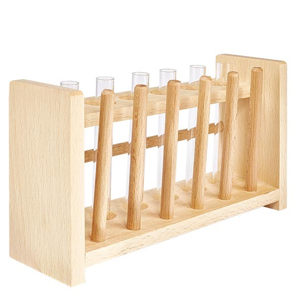 Reagenzglasgest. aus Holz mit 6 Reagenzgl. Kalk-Soda 100x12