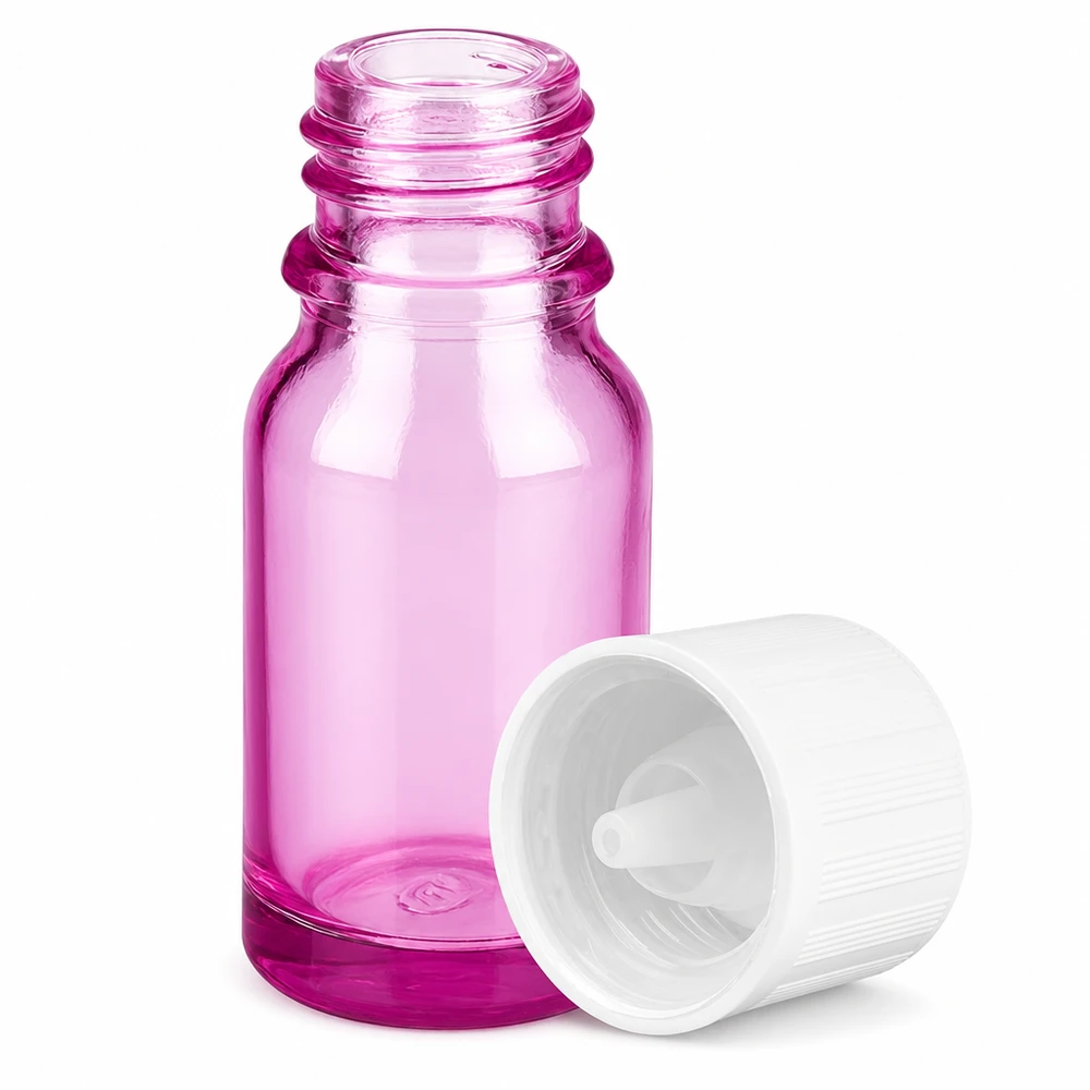 10ml Tropfflasche 1.2mm weiß Standard Kindersicher PurpleLine.UT18/10 Kompakte 10ml Flasche in Lila mit KiSi-Verschluss ideal für DIY Kosmetik und Aromatherapie