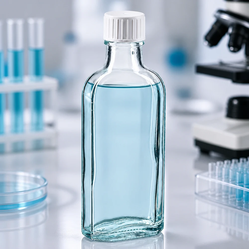 100 ml Meplat klar Schraubverschluss mit Giessring Pharmazeutische 100ml Klarglasflasche Meplat mit Gießring und Schraubdeckel für Laborflüssigkeiten