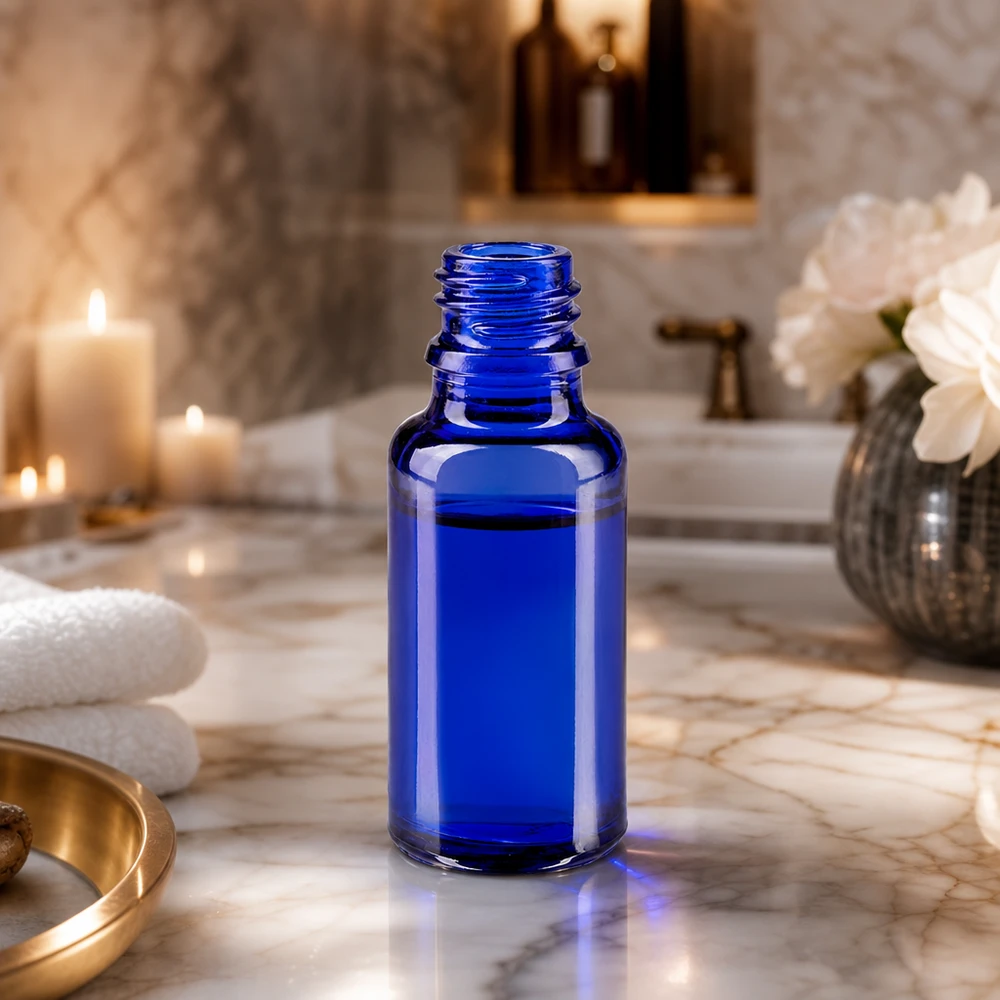 Tropfflasche 20ml DIN 18 BLAUGLAS Kompakte 20ml Apothekerflasche aus blauem Glas ideal für Reise-Portionen und mobile Anwendung