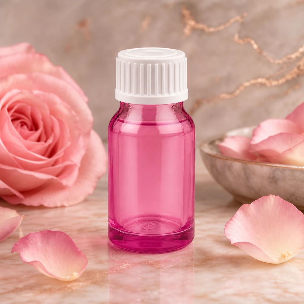 10ml Tropfflasche 0.9mm weiss Standard PurpleLine. UT18/10 Hochwertige Glasflasche in Lila mit kindersicherem weißem Verschluss für professionelle Dosierung