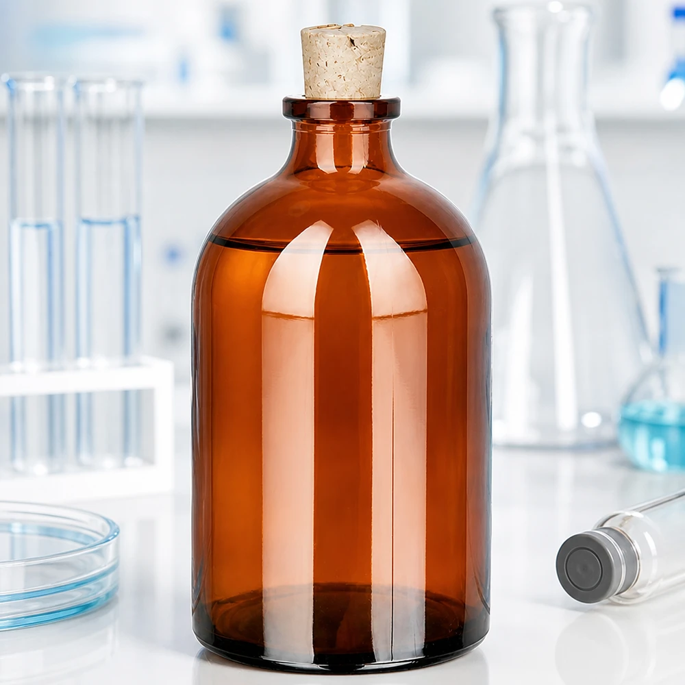 Chemikalienflasche 100ml UV-Schutz Braunglas mit Korken für Reagenzien