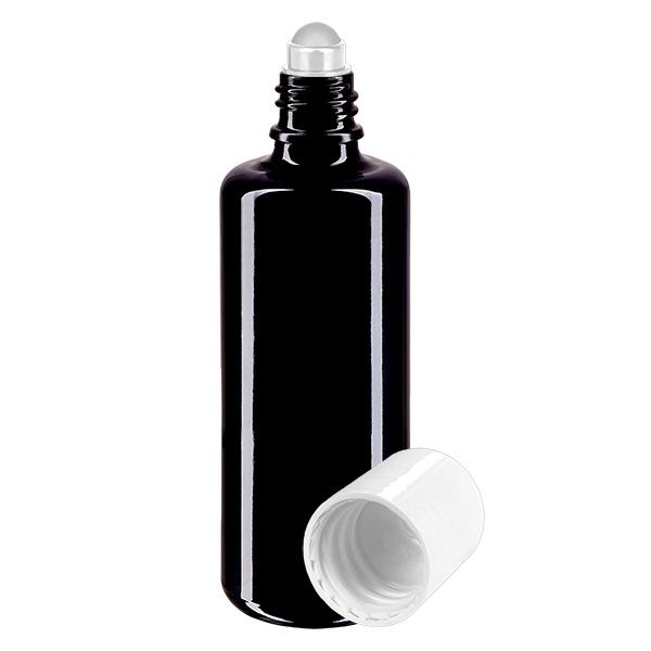 Apothekenflasche viol 100ml Roll-On Verschluss weiß