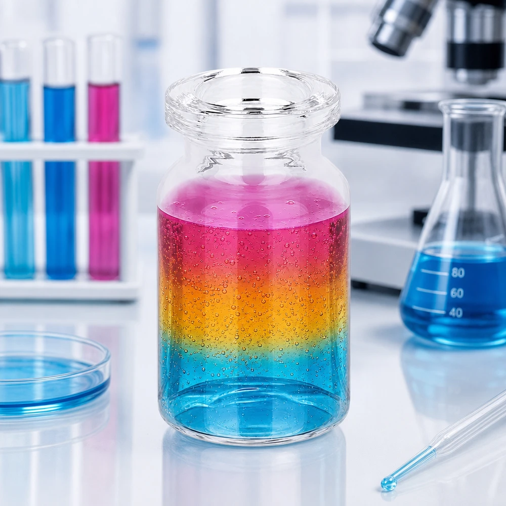 Klarglas Fläschchen 5ml Injektionsflasche mit gewölbtem Bördelrand in professioneller Laborumgebung
