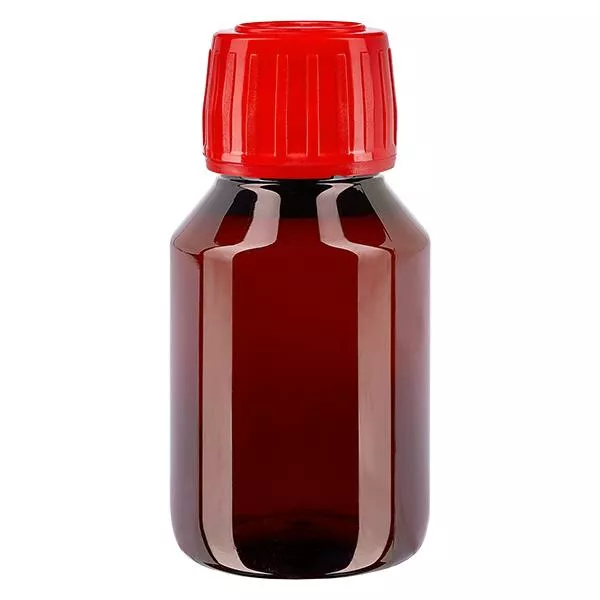 PET Flasche 50ml mit rotem Verschluss Originalitätsverschluss