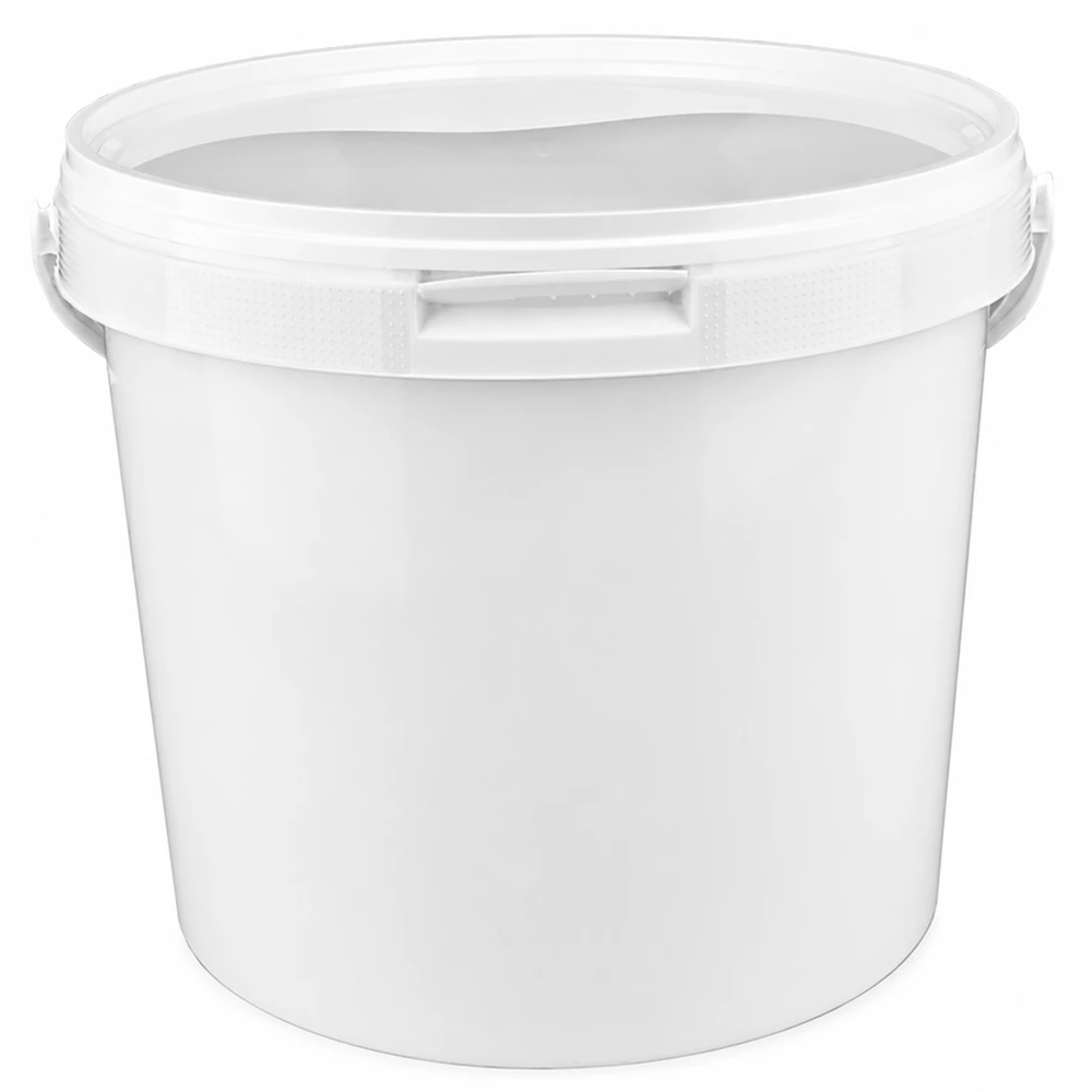 Weißer Plastikeimer 5,6 Liter mit Deckel stapelbar für Lagerung und Transport