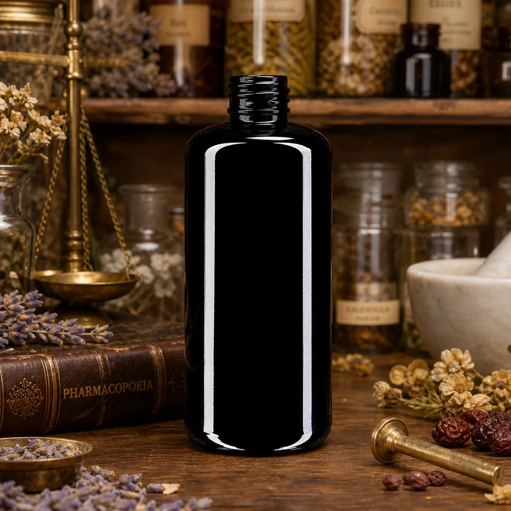 Robuste 200ml Miron Violettglas Kosmetikflasche Draco für langfristige Lagerung empfindlicher Substanzen