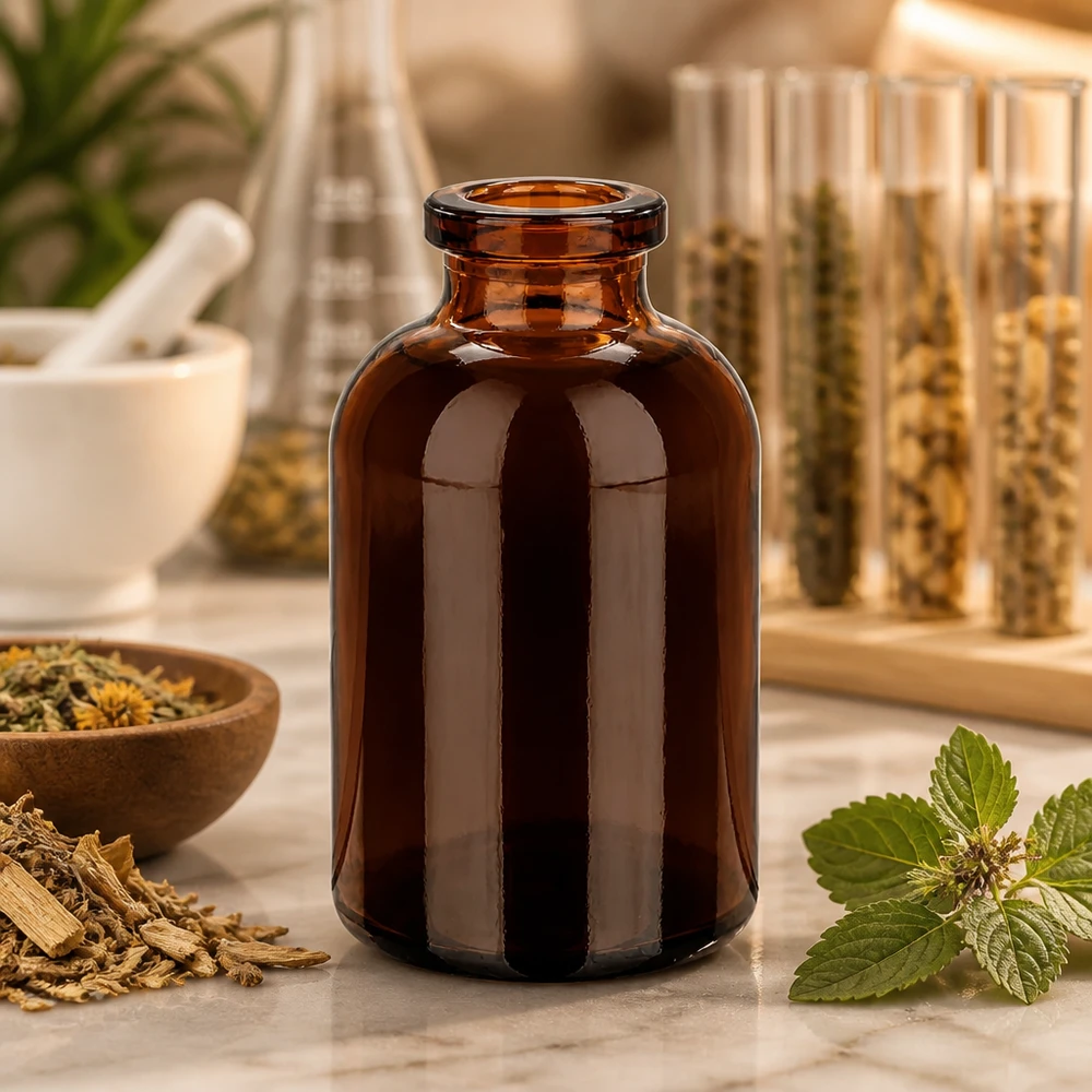 UV-schützende Injektionsflasche 30ml Braunglas für pflanzliche Extrakte und Kräuterpräparate