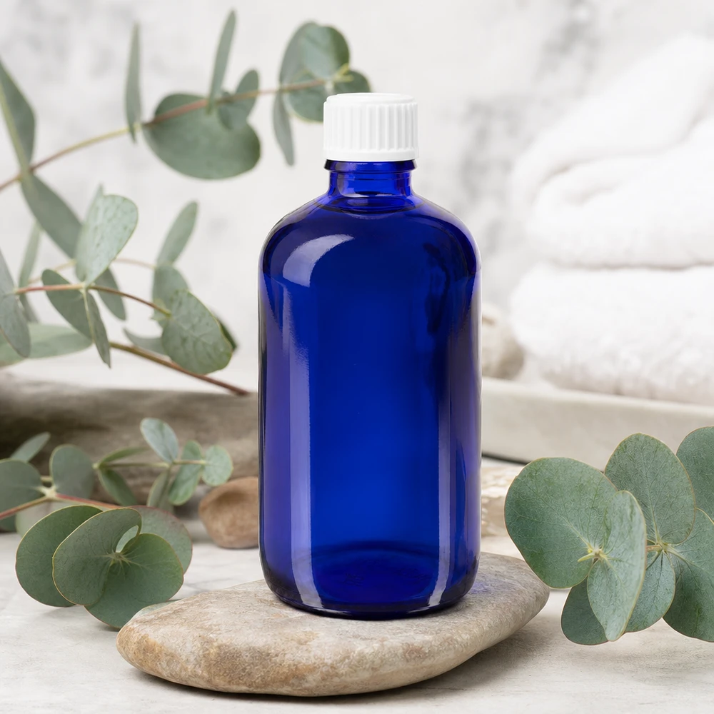Apothekenflasche blau 100ml Tropfverschluss weiß 0.8mm Standard Blaue Medizinflasche 100ml mit präzisem Dosiertropfer für Tinkturen und Essenzen