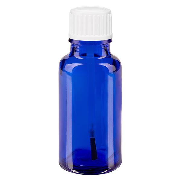 Apothekenflasche blau 20ml Schraubverschluss weiß Pinsel Apothekenflasche blau 20ml Schraubverschluss weiß Pinsel