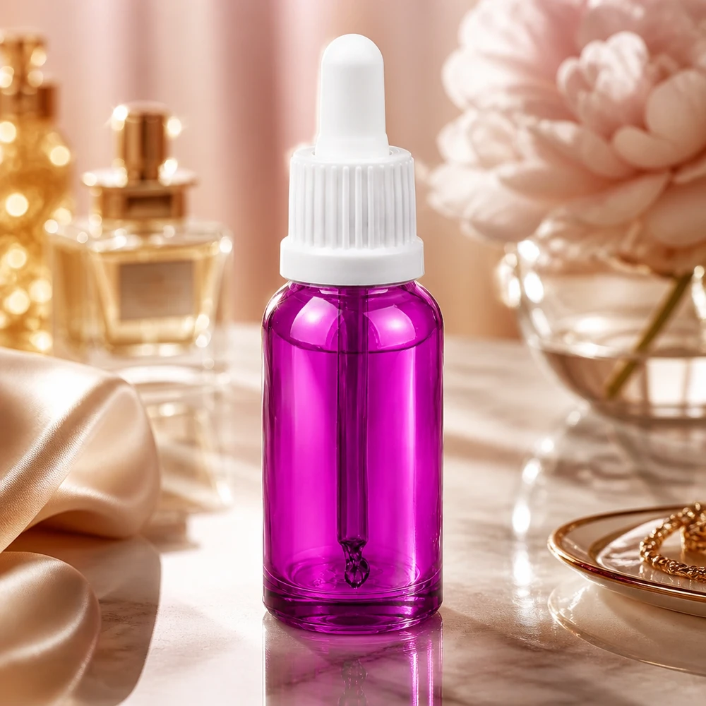 20ml Pipettenflasche weiss Originalität Schraubverschlusserschluss PurpleLine UT18/20 20ml Pipettenflasche violett mit UT18 Gewinde und weißem Verschluss für genaue Dosierung