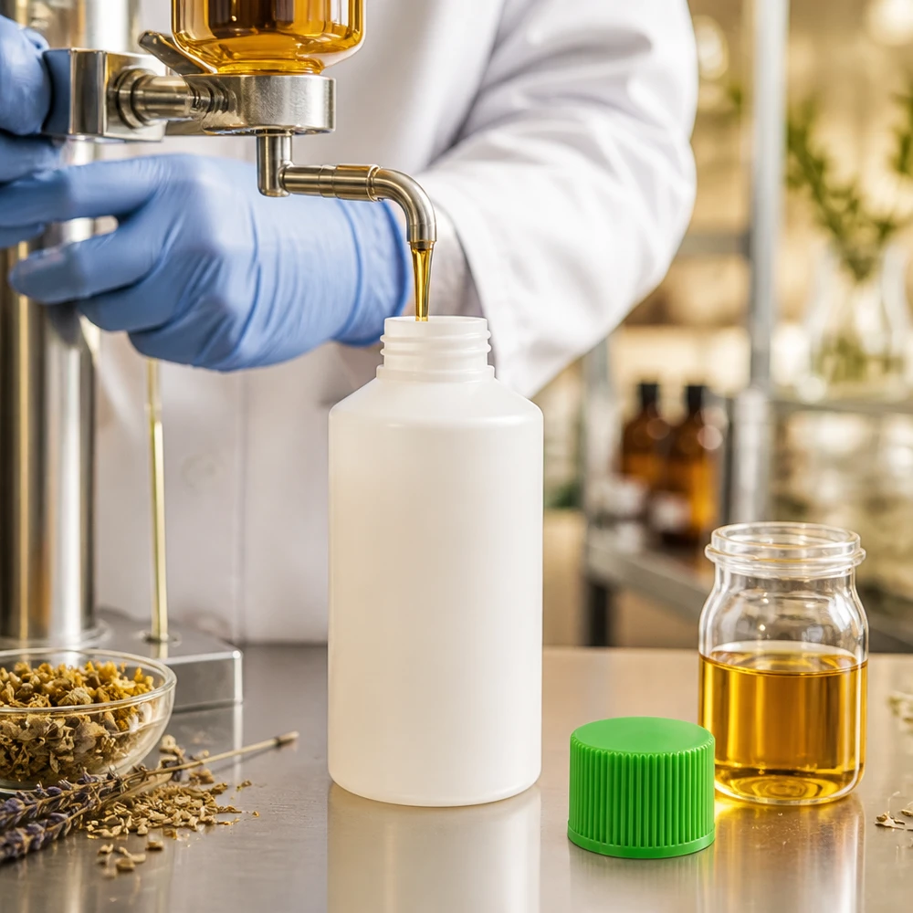 Robuste HDPE Dosierflasche 50ml weiß mit grünem Deckel für Laboranwendungen