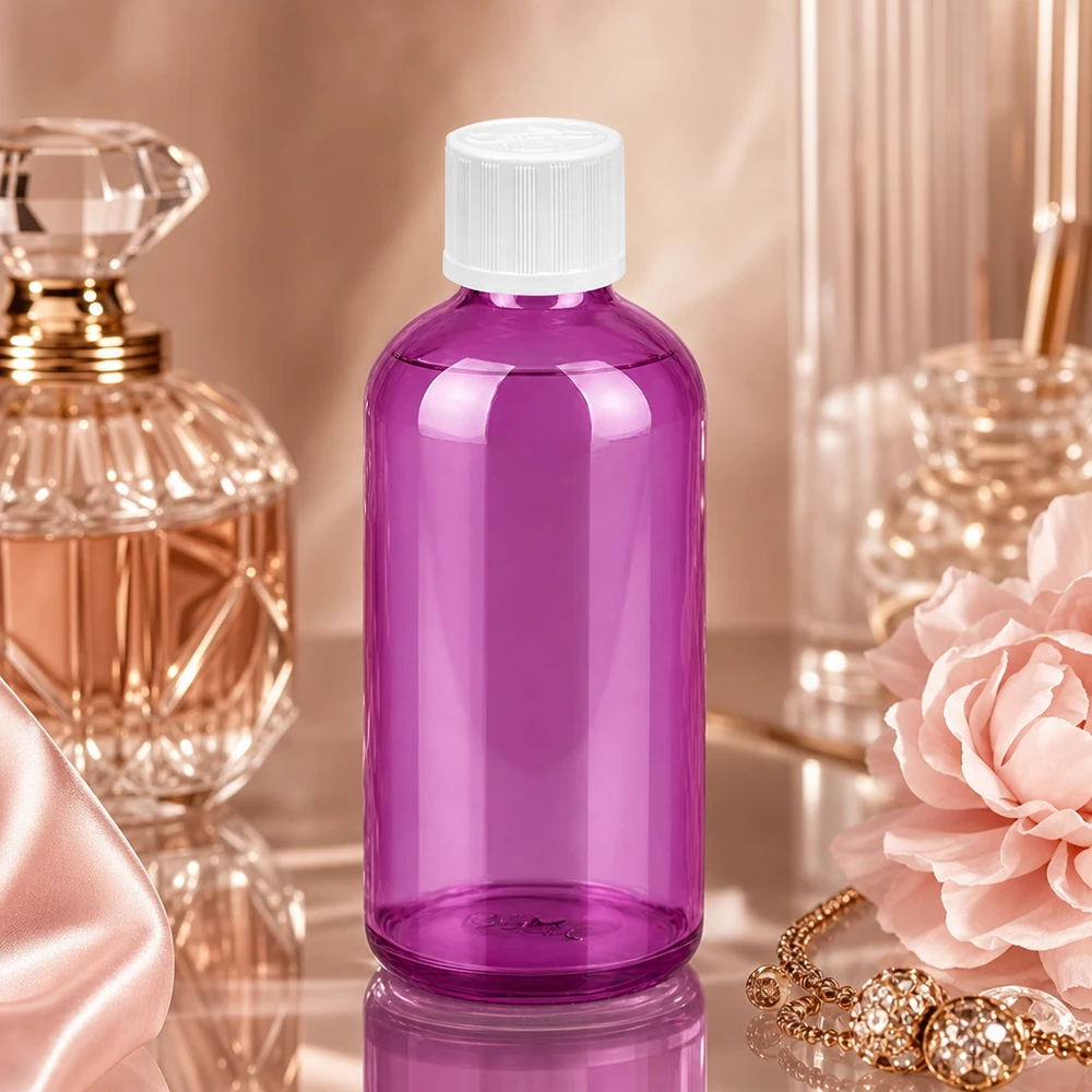 100ml Tropfflasche 1.2mm weiß Standard Kindersicher PurpleLine. UT18/100 Stilvolle Purple Glasflasche 100ml mit weißem Verschluss für elegante Badezimmer und Kosmetikbereiche