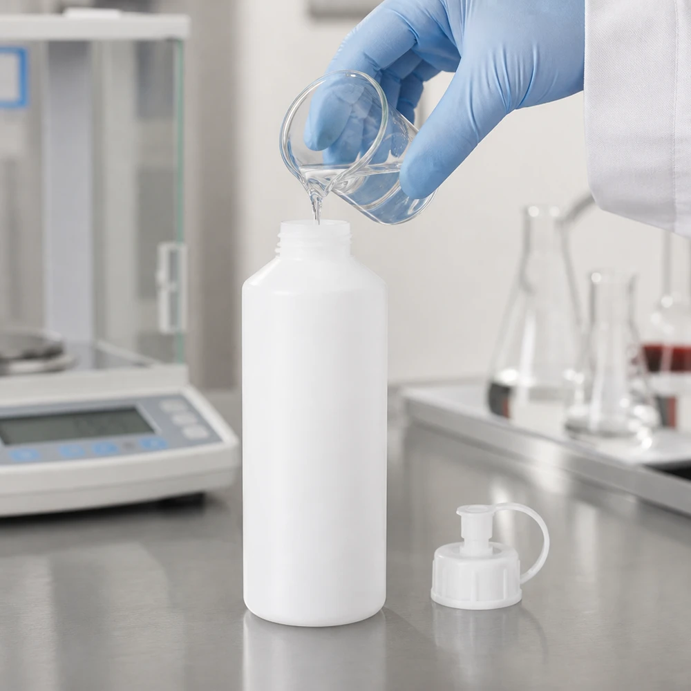 Apothekerflasche HDPE 100ml weißopak mit Spritzverschluss für chemische Laboranwendungen