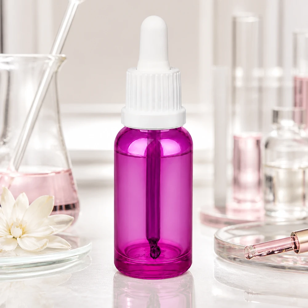 20ml Pipettenflasche weiss Originalität Schraubverschlusserschluss PurpleLine UT18/20 20ml Flasche mit Pipette in Purple Line Design für Labor und Kosmetik