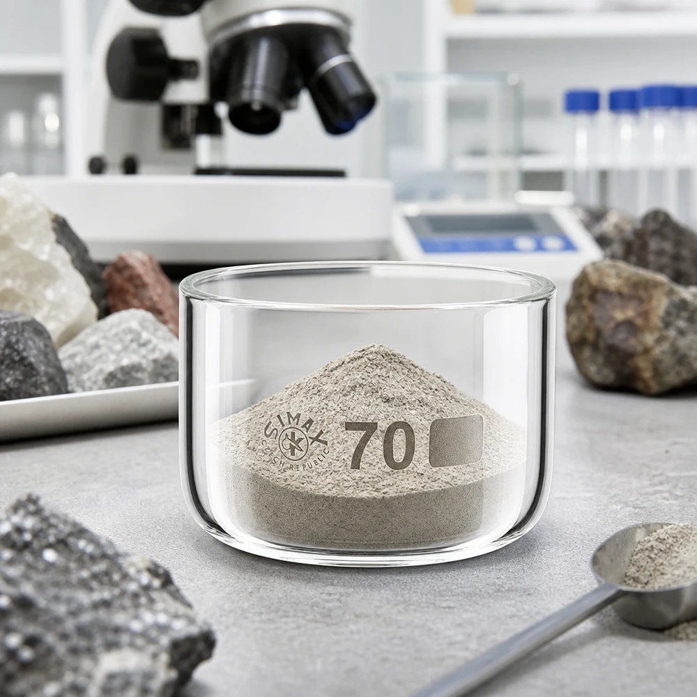 Borosilikatglas Kristallisierschale 100ml bei geologischer Probenanalyse mit gemahlenem Gestein