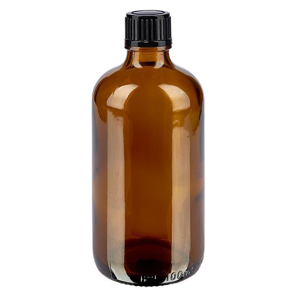 Apothekenflasche braun 100ml Schraubverschluss schwarz Standard Apothekenflasche braun 100ml Schraubverschluss schwarz Standard