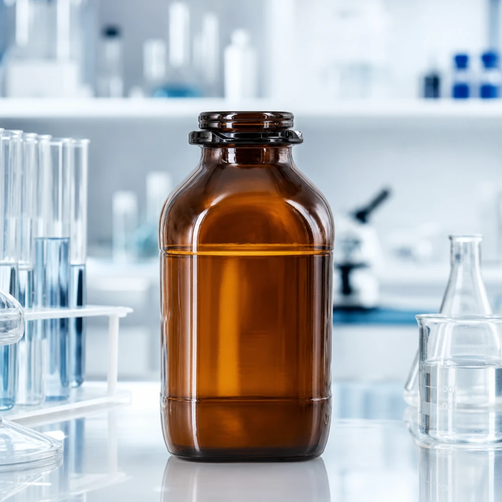 Premium Chemikalienflasche 1000ml aus schützendem Braunglas 1000ml Weithalsflasche aus Spezialglas mit chemischer Beständigkeit gegen Säuren