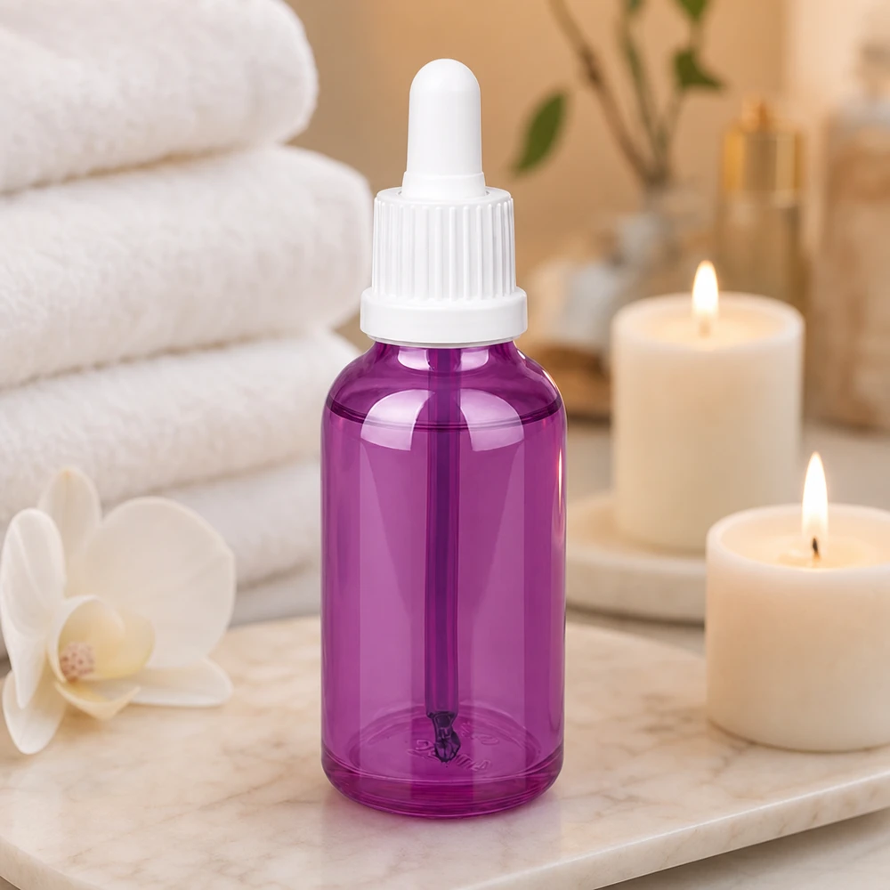 30ml Pipettenflasche weiss Originalität Schraubverschlusserschluss PurpleLine UT18/30 30ml Glasflasche Purple Line mit weißer Pipettenkappe für professionelle Kosmetikanwendung