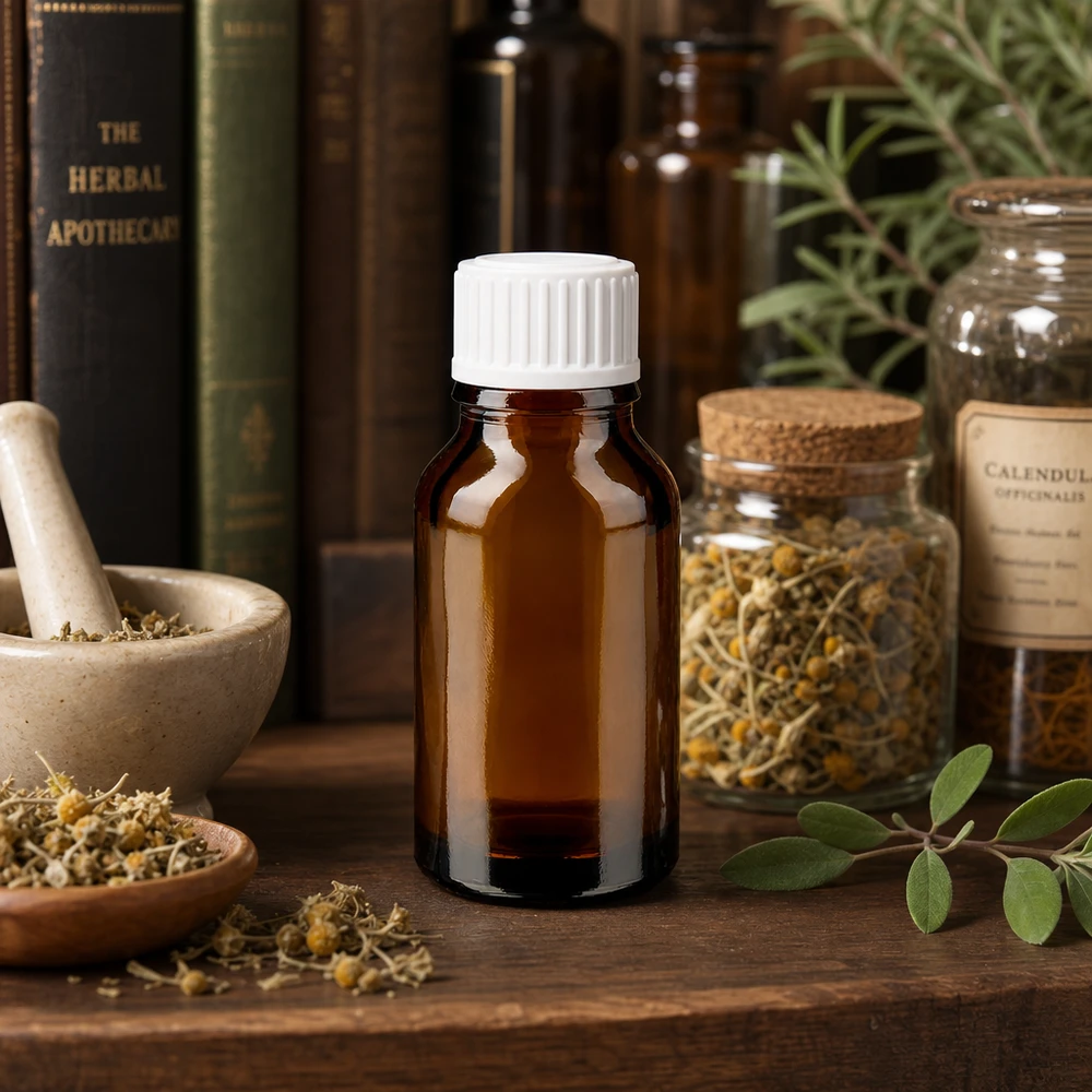 Apothekenflasche braun 30ml Schraubverschluss weiß Standard Lichtschutzflasche 30ml Braunglas weißer Schraubdeckel für Naturheilkunde und Kräuterextrakte