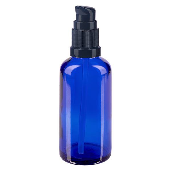 Apothekenflasche blau 50ml PumpVerschluss schwarz Standard Apothekenflasche blau 50ml PumpVerschluss schwarz Standard
