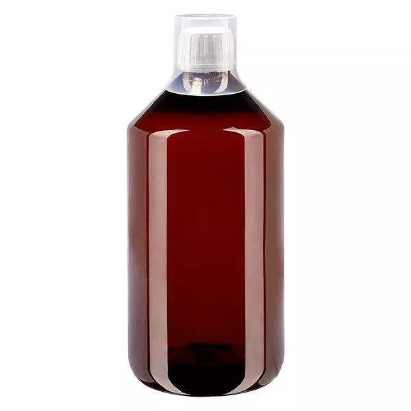 PET Flasche 750ml mit weißem Verschluss Originalitätsverschluss + Becher