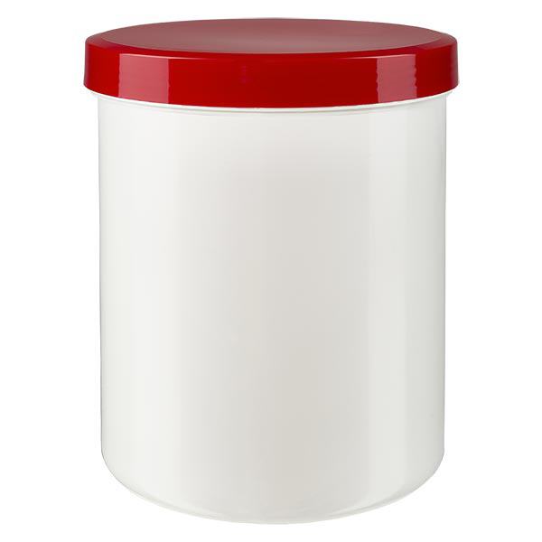 Salbenkruke 1000g weiß mit rotem Schraubdeckel (Polypropylen)