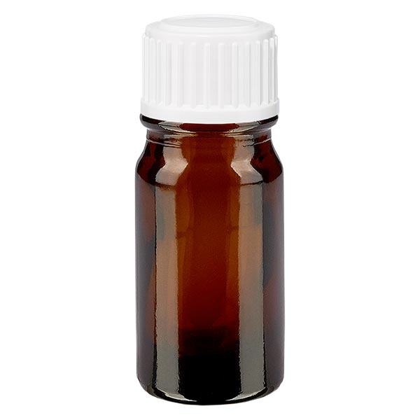 Apothekenflasche braun 5ml Schraubverschluss weißchwarz Globuli Standard