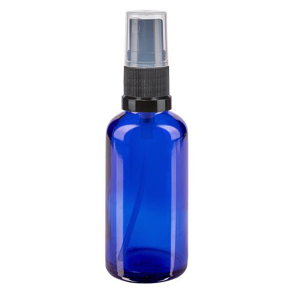 Apothekenflasche blau 50ml Sprayaufsatz schwarz Apothekenflasche blau 50ml Sprayaufsatz schwarz