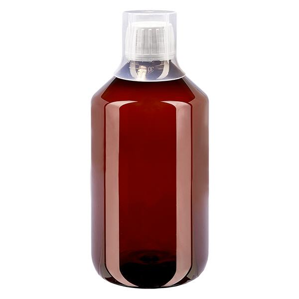 PET Flasche 500ml mit weißem Verschluss Originalitätsverschluss + Becher