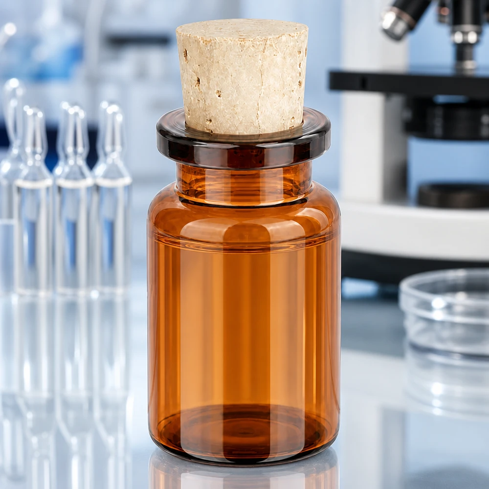 Kompakte Braunglasflasche 5ml mit dichtem Korken für Ätherische Öle und Reagenzien