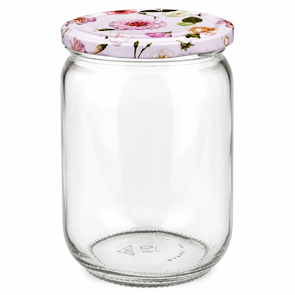 555ml Rundglas + BasicSeal Deckel Blume rosa UNiTWIST UNiTWIST Rundglas 555ml mit BasicSeal Deckel Blumenmuster rosa lila Einmachglas
