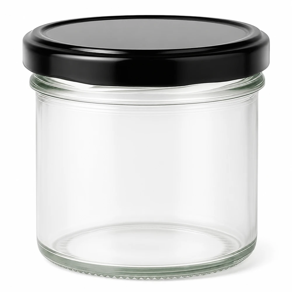125ml Sturzglas mit schwarzem BasicSeal Deckel leer transparent Einmachglas Marmeladenglas