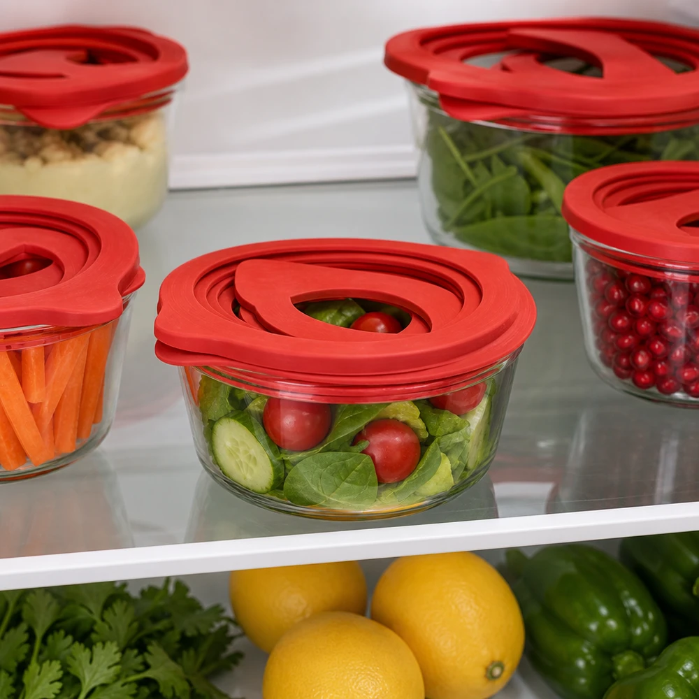 Einkochring RR80 Naturgummi rot für Frischhaltedosen im Kühlschrank mit Salat Gemüse Beeren optimal gelagert