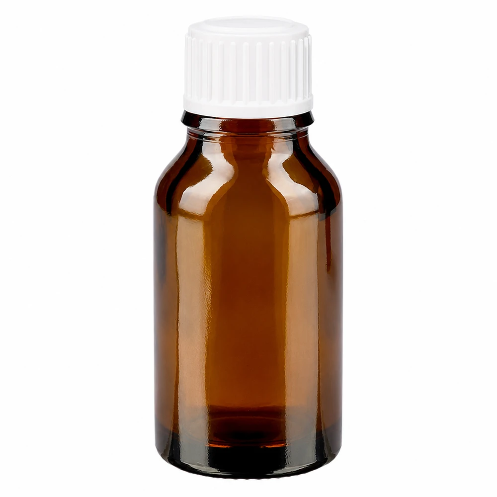 Apothekenflasche braun 30ml Schraubverschluss weiß Standard Braunglasflasche 30ml mit weißem Kindersicherheitsverschluss für Apotheken